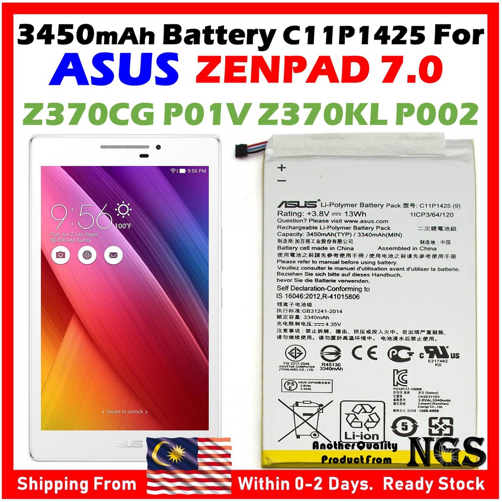 ORIGINAL 3450mAh Battery C11P1425 For ASUS ZENPAD 7.0 Z370CG P01V Z370KL  P002 with Opening Tools | Shopee Malaysia