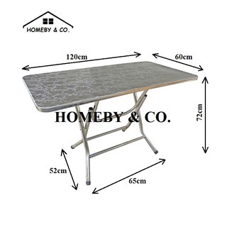 HOMEBY Rectangular Stainless  Steel  Foldable Table Meja  