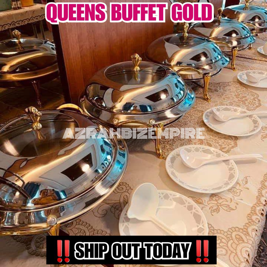 HOT! (18CM-28CM) QUEENS GOLD ROUND FOOD WARMER / BUFFET KETAM KAKI GOLDEN EMAS / BUFFET SET HOTEL MEWAH KENDURI KAHWIN