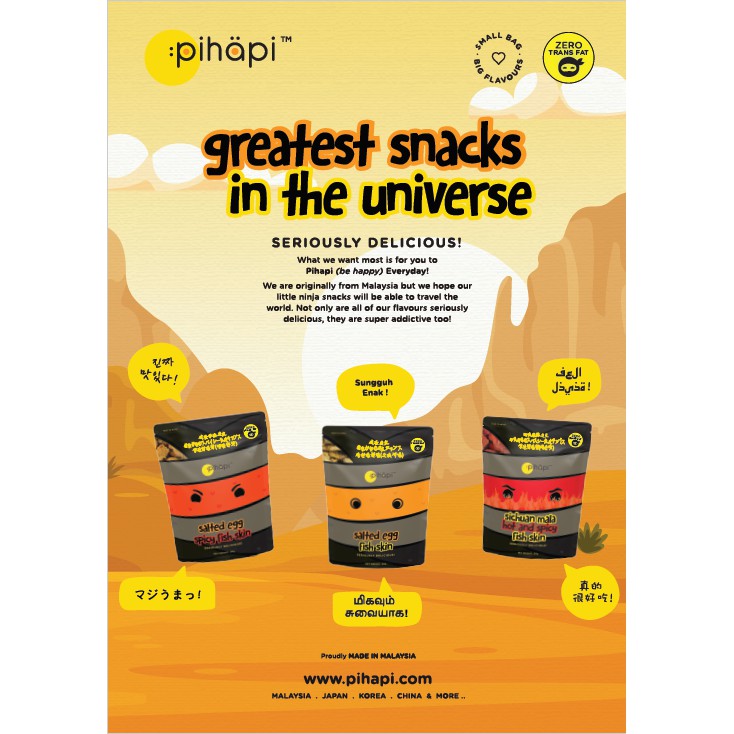 [READY STOCK] 1 Box (15 packs Original + 15 packs Spicy = 30 packs) Pihapi Salted Egg Fish Skin Snacks (1.5KG)