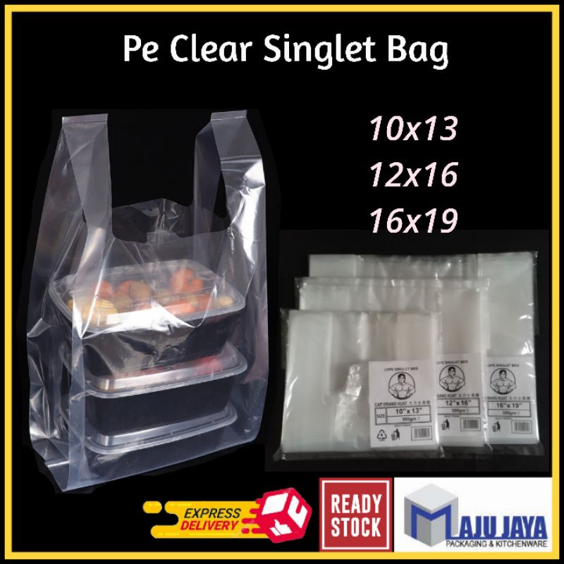 PE Singlet Bag Jernih 300gm / PE Half Clear Plastic Bag / Transparent