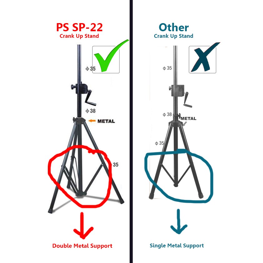 (Price Per Unit) PS SP22 Heavy Duty Crank Up Speaker Stand (max load