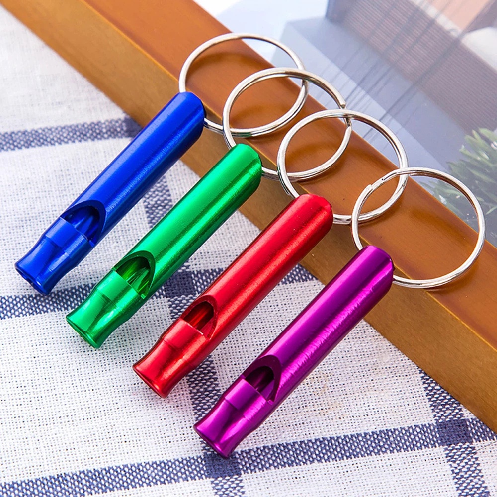 Camping Hiking Survival Whistle / Small Size Aluminum Emergency Whistle / Outdoor EDC Tools Train Whistle /with Key Chain Emergency Whistles