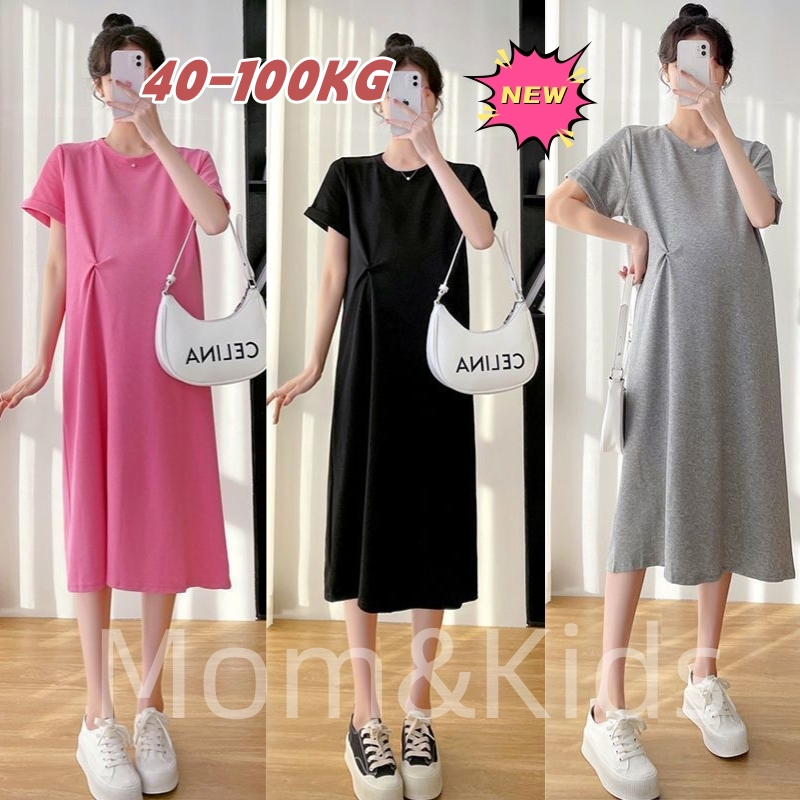 Mom&Kids High Quality M-3XL Korean Long Maternity Dress Pregnancy Dress Short Sleeve Pregnancy Pregnant Women Clothing 孕妇裙 孕妇连衣裙 孕妇裤 孕妇长裙 Seluar Mengandung 孕妇装 孕婦褲 孕妇短裤 孕婦裝 新款 2024 孕婦連衣裙