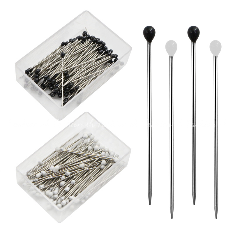 100 pcs/box black and white pearl long needle alloy Muslim scarf needle Women's clothing accessories