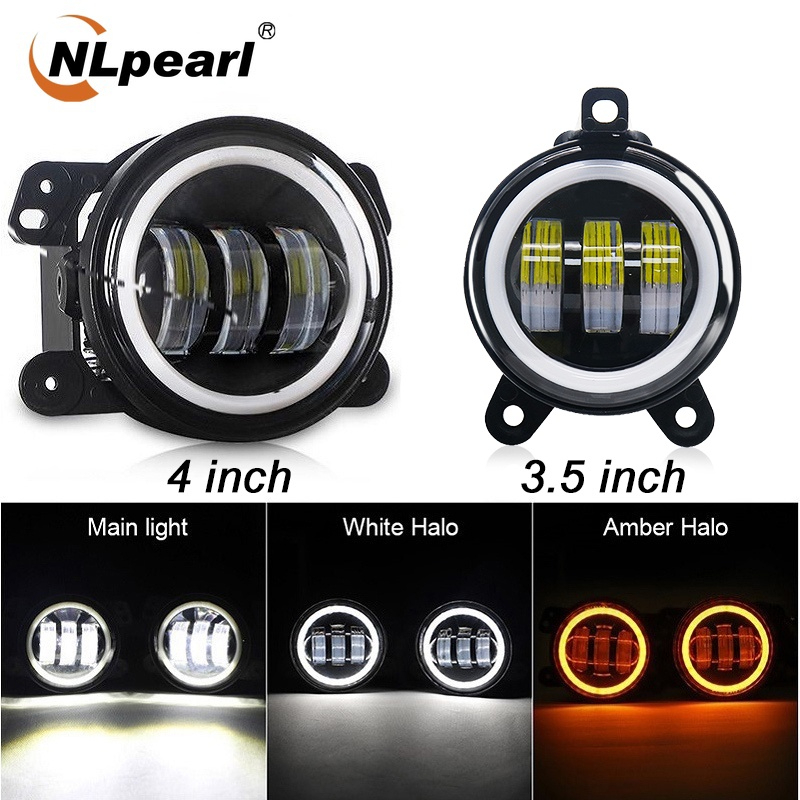 【High Quality】Nlpearl 2pcs 4inch 3.5inch LED Fog Lights 60W Amber Yellow CREE Led Chip Driving Offroad Fog Light Drl Sport Light Car for Jeep Motorcycle Car