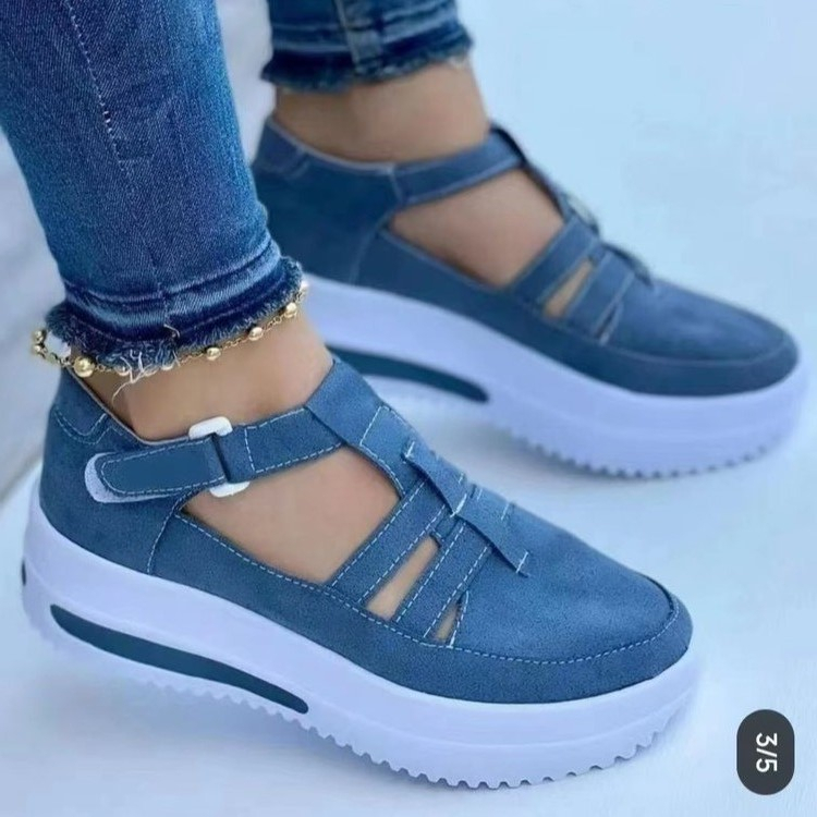 Ready Stock 2023 New Style Ladies Thick-Soled Sports Casual Shoes Flat-Soled Women's Large Size 35-43