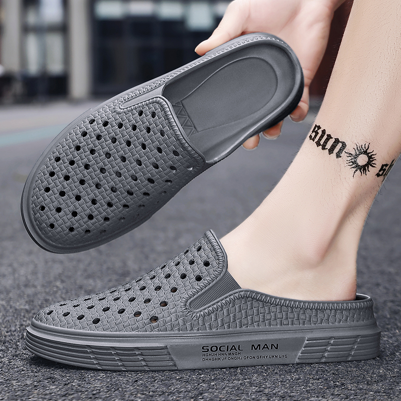 2023 new half slippers men's spring and summer outside wear lazy casual no heel package head drag anti-slip sports sandals