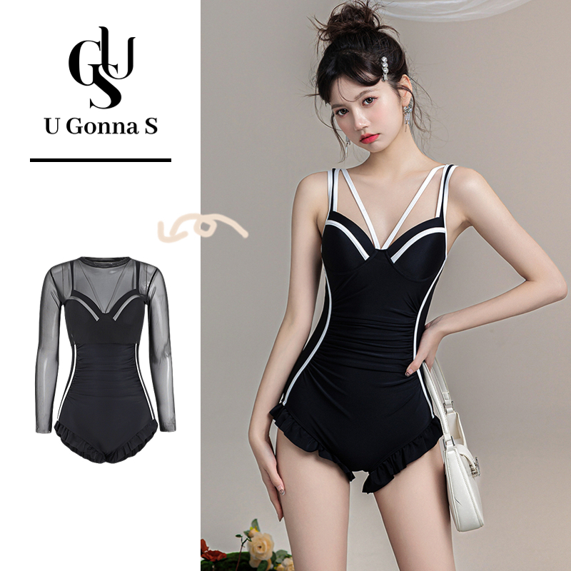 U Gonna S Bikini Swimsuit For Woman Strap Bikini Set Beachwear Swimwear Sexy Long Sleeve Cover Up Swimwear Kasut Renang Wanita 2 Piece Sexy With Bra Pad Simple Fashion Sport Designed Korean Elegant Solid Color Elastic 2023 女式泳衣泳装