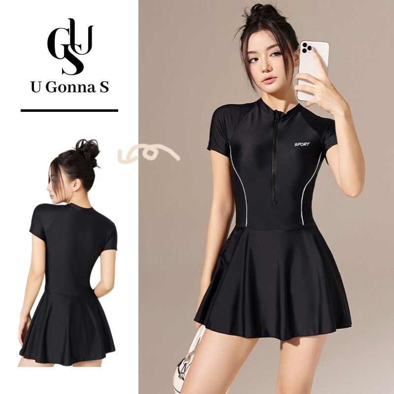 Bikini Swimsuit Woman Bikini Beachwear Swimwear Sexy Cover Up Swimwear Black Swim Suit Kasut Renang Wanita Diving Suit Short Sleeve One Piece With Bra Pad Simple Fashion Sport Designed Korean Elegant Solid Color Elastic 2023 女式泳衣泳装