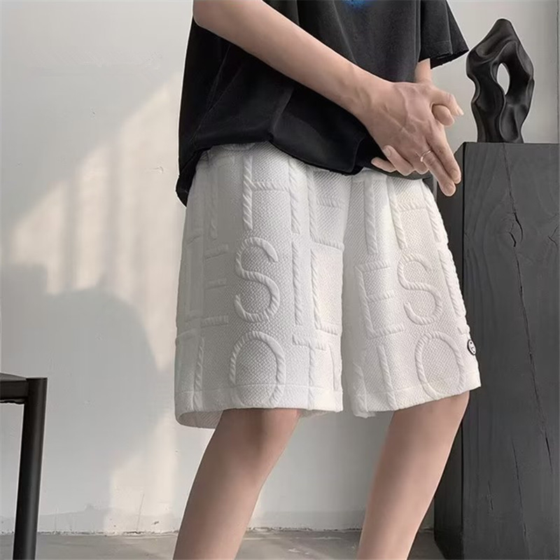 Summer trendy brand niche design letter printed casual shorts for men and women trend Korean version simple loose fitting straight leg sports five capris for couples beach pants