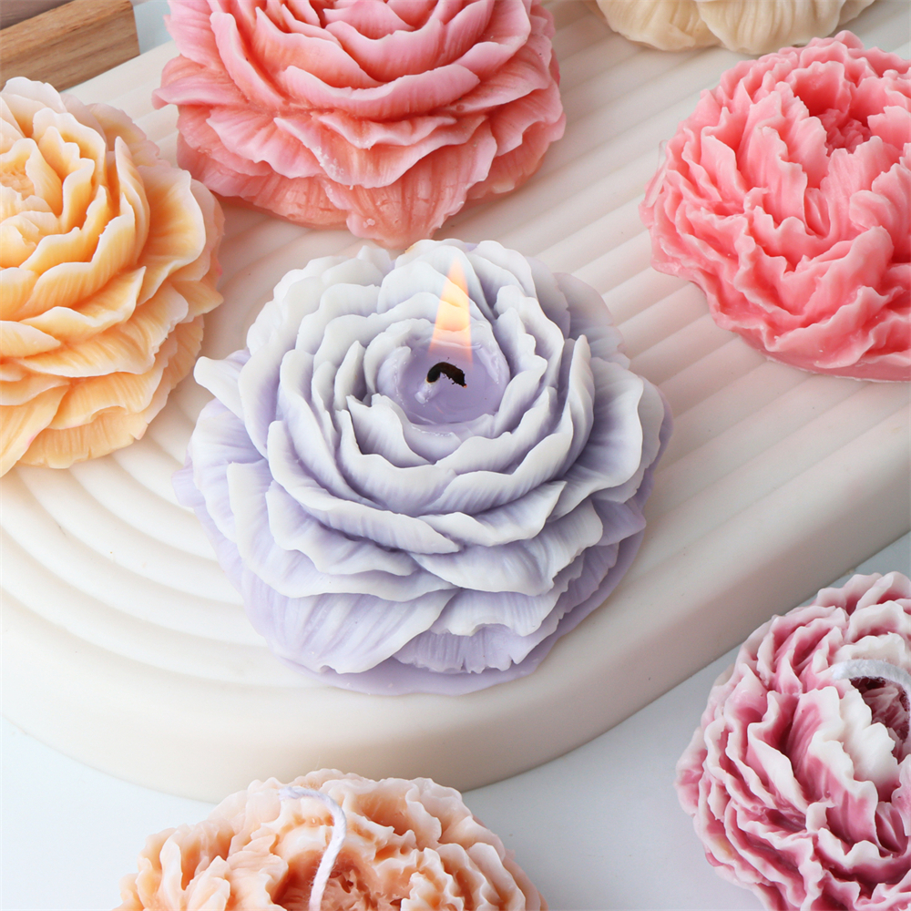 Large Peony Silicone Candle Mold DIY Peony Rose Flower Candle Mold Aromatherapy Gypsum Soap Resin Flower Mould Birthday Holiday Gift Wedding Souvenirs Home Decor