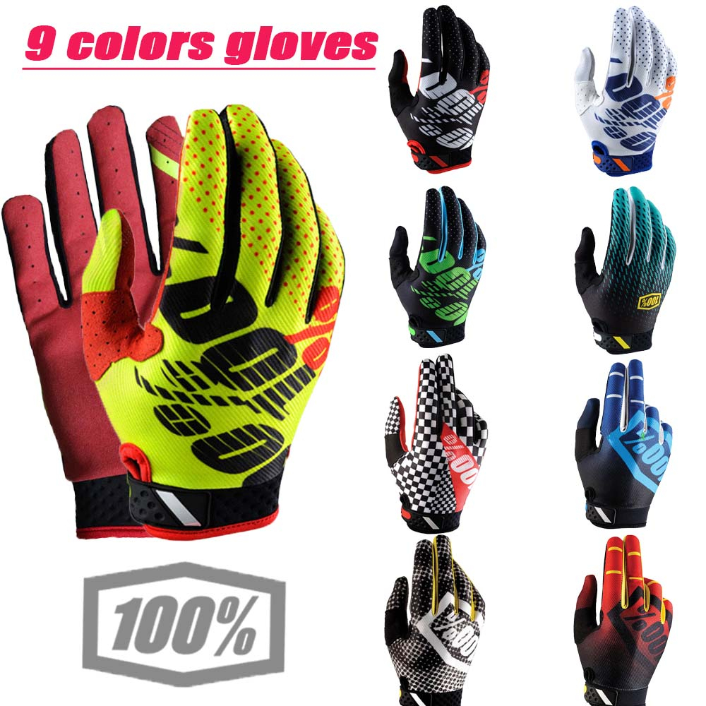 100% Outdoor Cycling Motorcycle Gloves Full Finger Outdoor Cycling Race Cross Country Mountain Road Bicycle Gloves 9 Colors