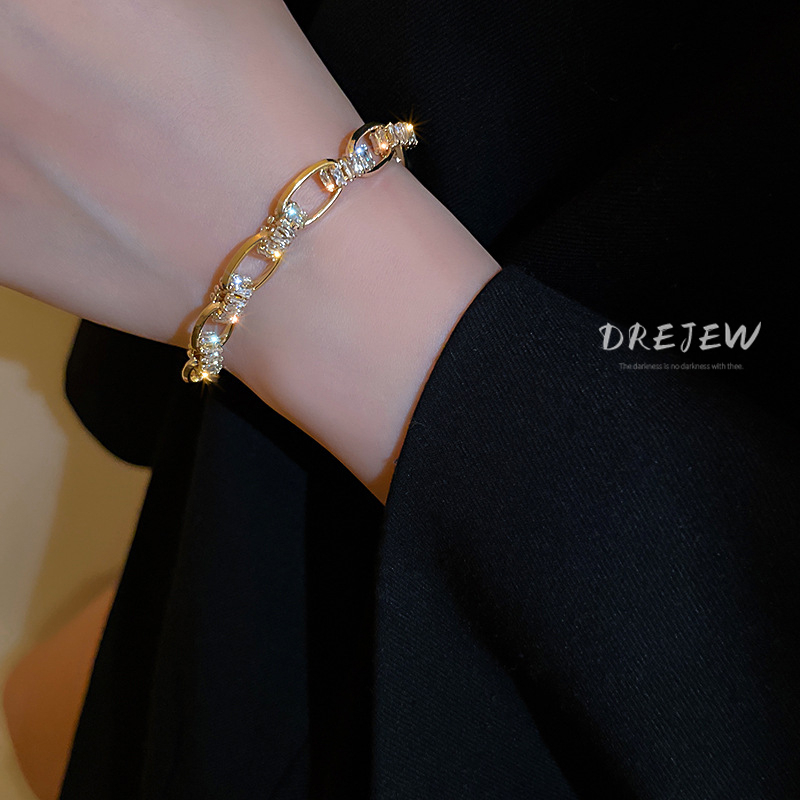 DREJEW Zircon chain geometric bracelet European and American high-end fashion bracelet elegant temperament jewelry