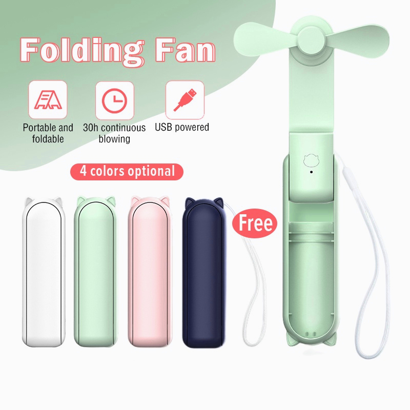 kipas mini Portable Handheld Small Fan USB Foldable Mini Fan Multifunction Rechargeable Outdoor Office Table USB Charge Pocket Fan Small Kipas 小風扇