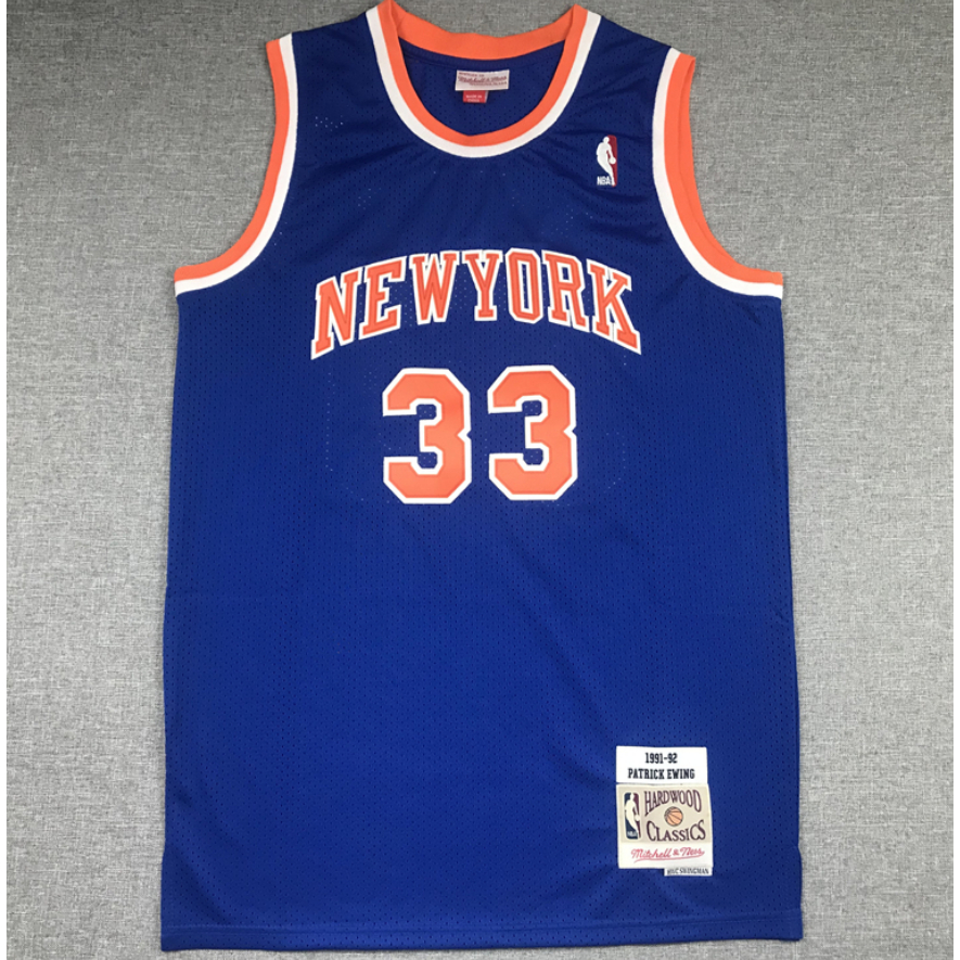 new NBA men’s New York Knicks #33 Patrick Ewing retro embroidery basketball jerseys jersey blue