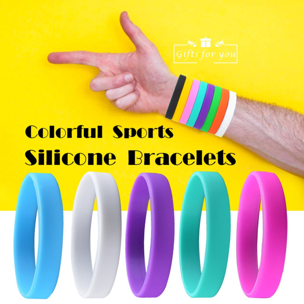 Blank Fitness Wristband Solid Color Bracelets  Rubber Silicone wristband  G4U❤B0032
