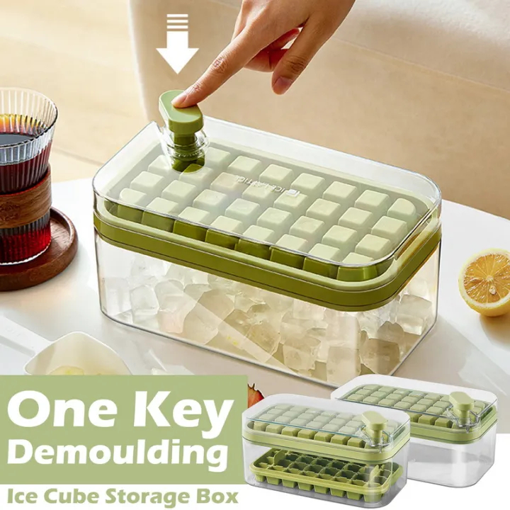 ✦IN STOCK✦64holes  Double Layer ice Cube Maker Silicone Square Ice Mold Quick Freezer Tray Mold Mould Ice Box Tray With ice scraper Tools