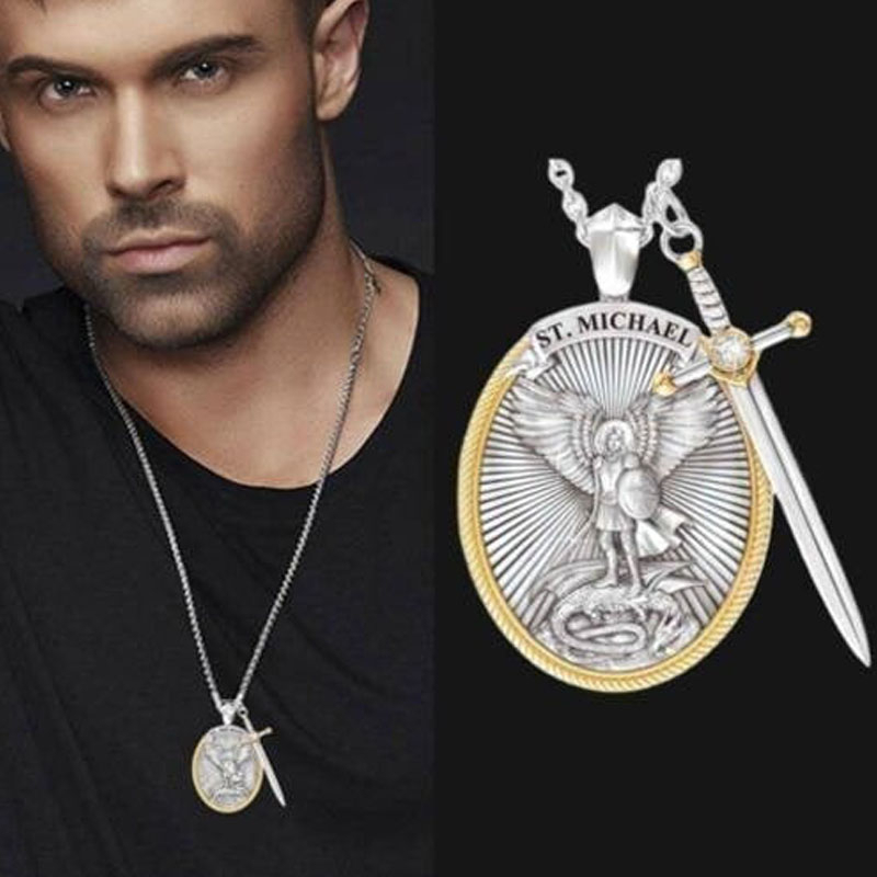 5/3/1pcs Archangel St Michael Catholic Patron Pendant Necklace Mens Viking Necklace Gift