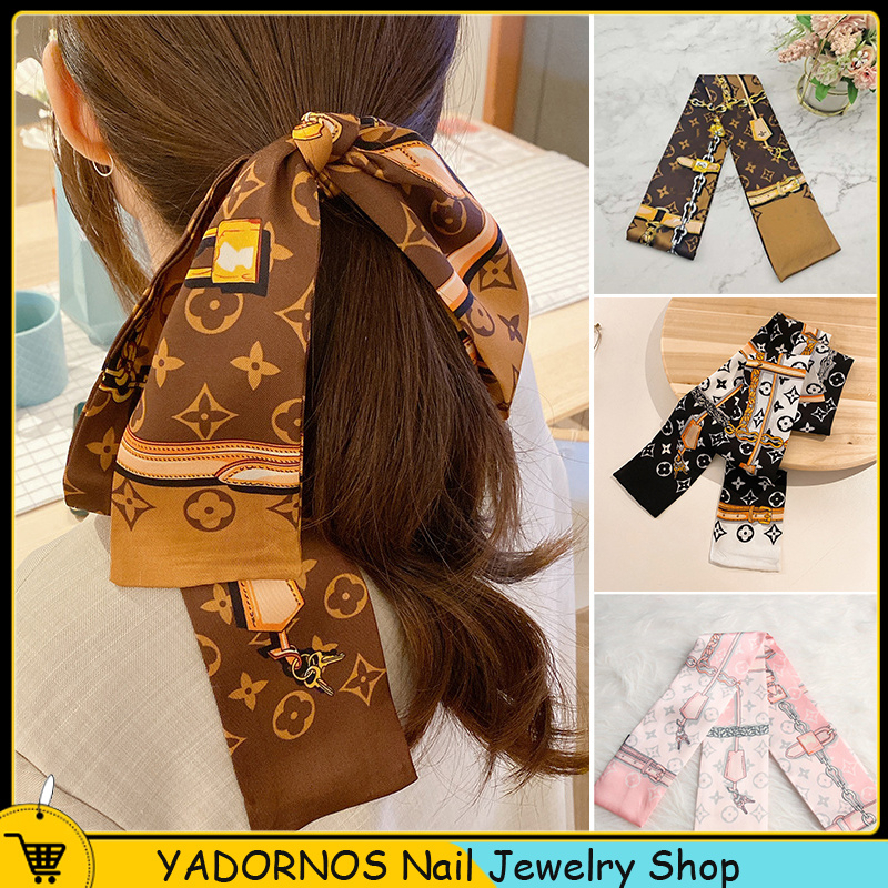 YADORNOS New Tarot LV chic scarf spring and autumn headband Korean wild tie bag handle ribbon twilly scarf/L\'V neckerchief.