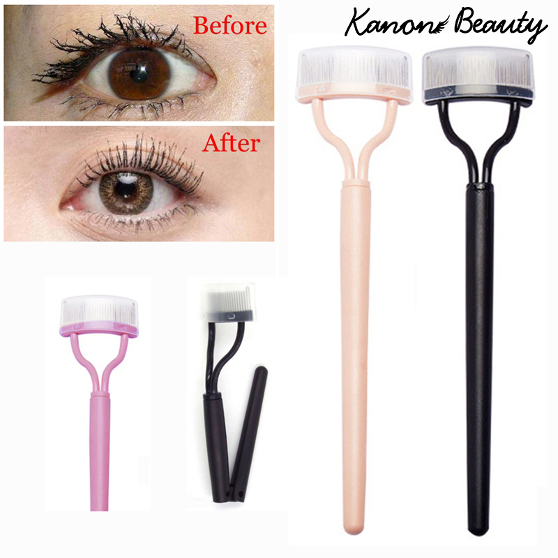 New Black Pink Eyelash Curler Metal Eyelash Brush Comb Portable Lash Separator Foldable Mascara Curl Beauty Makeup Cosmetic Tool