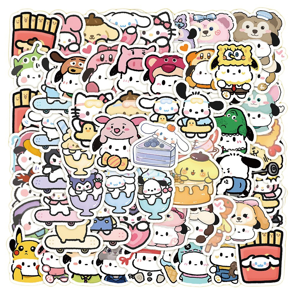 100PCS Cute Q Version Sanrio Stickers For Notebook Laptop Helmet Decal