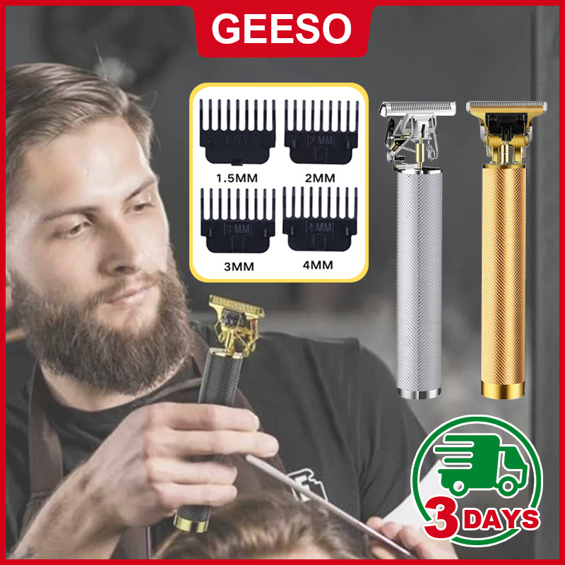 GEESO Barber Hair Trimmer Hair Cutter Cordless Rechargeable Haircut Clipper Shaver Men Cutting Beard Razor Cutter T9 Pencukur Rambut 1.5mm/2mm/3mm/4mm 理髮器 修剪器