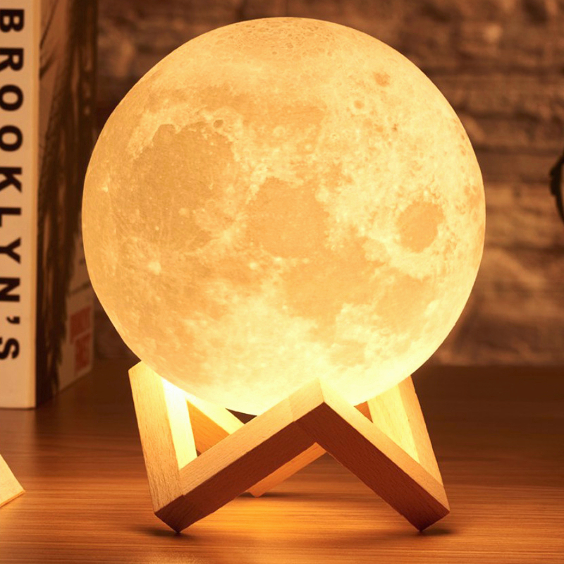 【COD】LED 3D Moon Night Light Table Lamp Girls Bedroom Bedside Light Home Decor Lunar Lights Festival Raya Christmas Gift