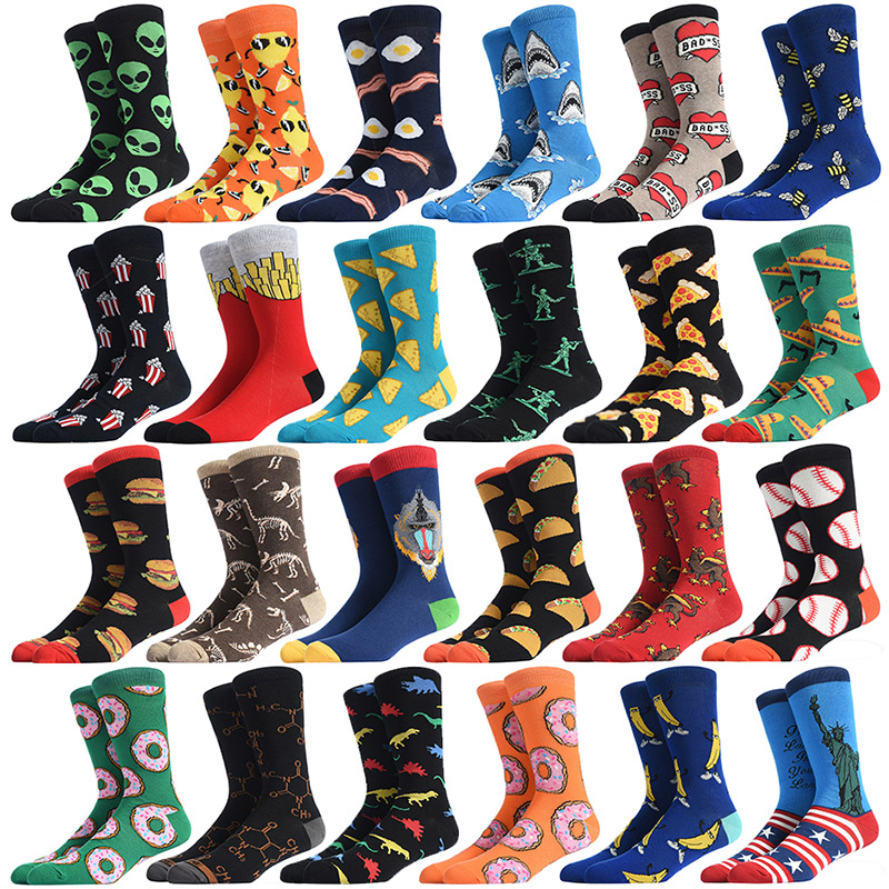 Hamburger pizza sushi alien socks fashion cute series harajuku cartoon funny woman happy cotton cool tube socks