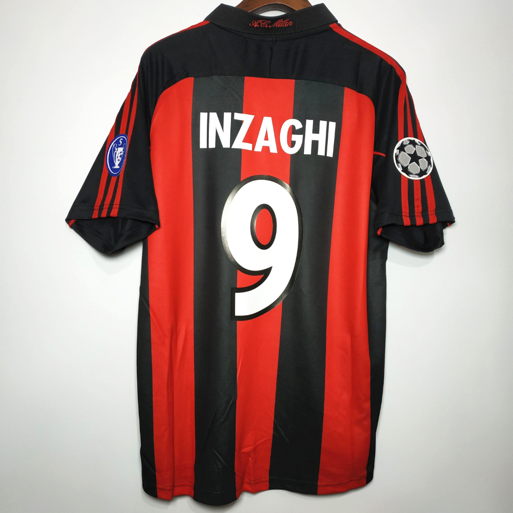 0002 Game Season AC Milan Home Short Sleeve Vintage Style Classic Football Jersey Gianni No. 9 Adult Kaka