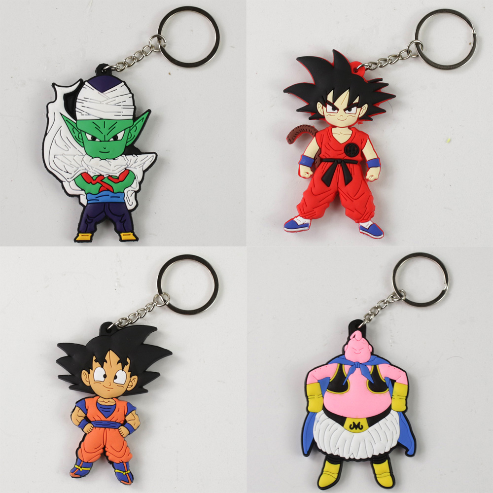 13 Style Dragon Ball Z Son Goku Super Saiyan Kuririn Piccolo Majin Buu Double Sided Key Chain Accessories Anime Model Key Chain Backpack Pendant Keychains Kids Toys Gifts