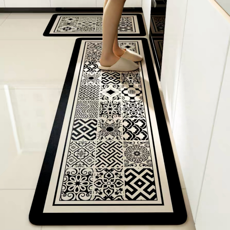 Turkish style kitchen mat/karpet dapur/Crystal velvet and diatomaceous material size 40x60cm-40x120cm Anti-slip and oil-resistant karpet dapur/bathroom mat/door mat/nordic carpet