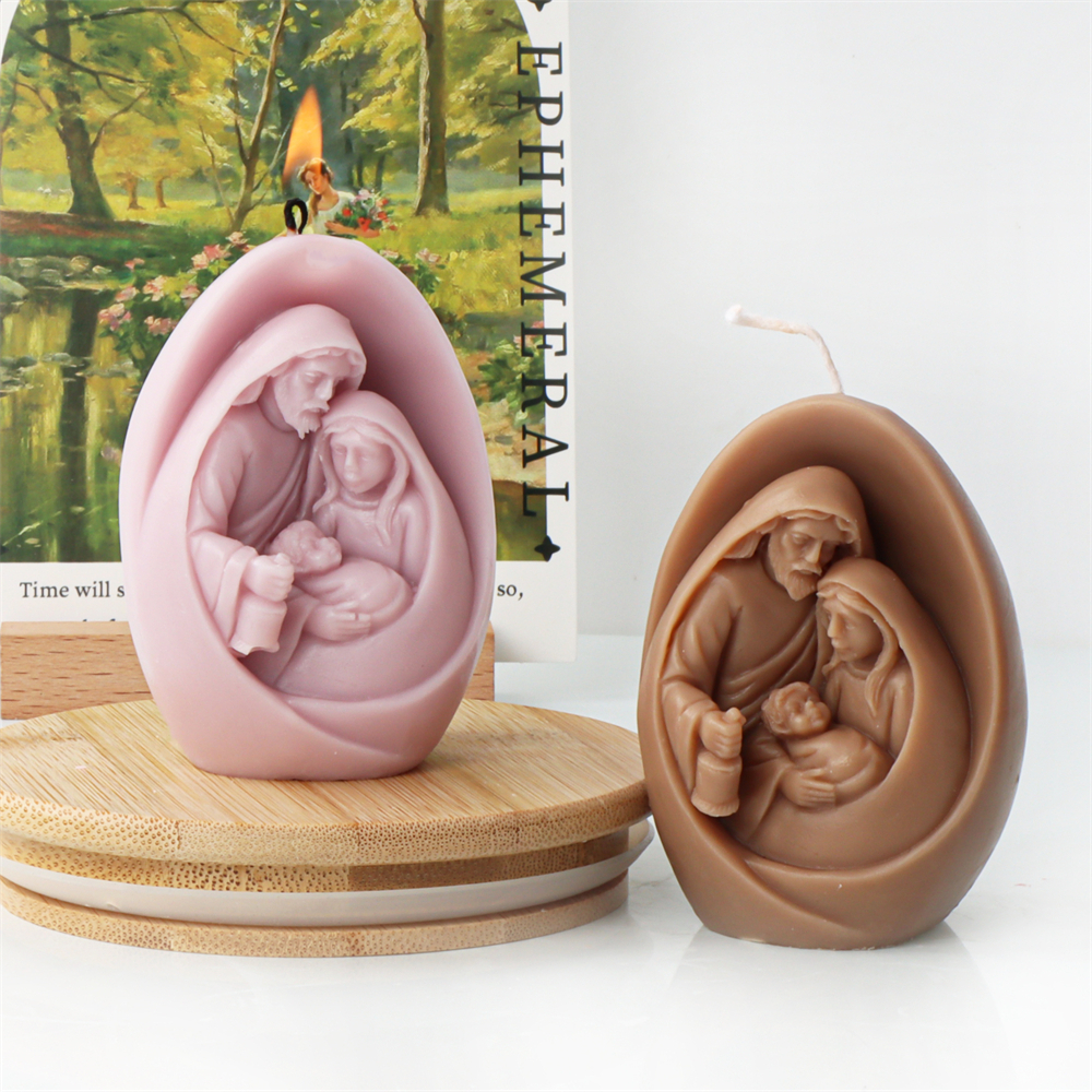 Catholic Holy Family Candle Mold Jesus Virgin Mary Figurine Silicone Mould Handmade 3D Gift Christmas Home Decoration DIY Molds