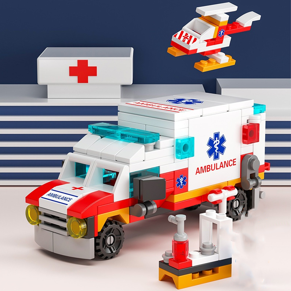 6 Sets in1 Hospital Ambulance Doctor Nurse Rescue Helicopter Emergency Room Building Blocks