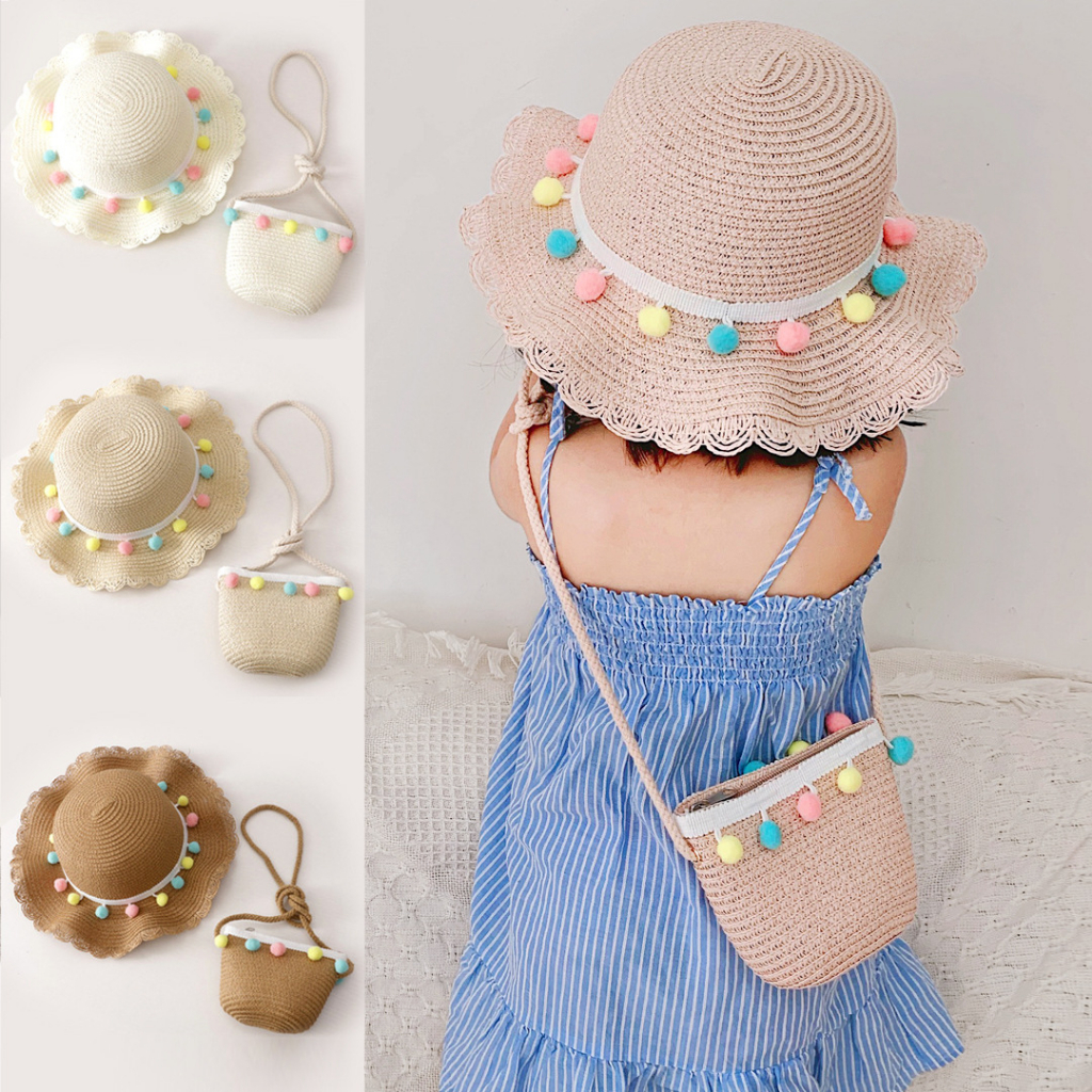 Bear Leader Children's Sun Protection Hat Summer Korean Version of The Straw Bag Summer Cool Hat Girl Baby Hat Straw Hat Sun Hat