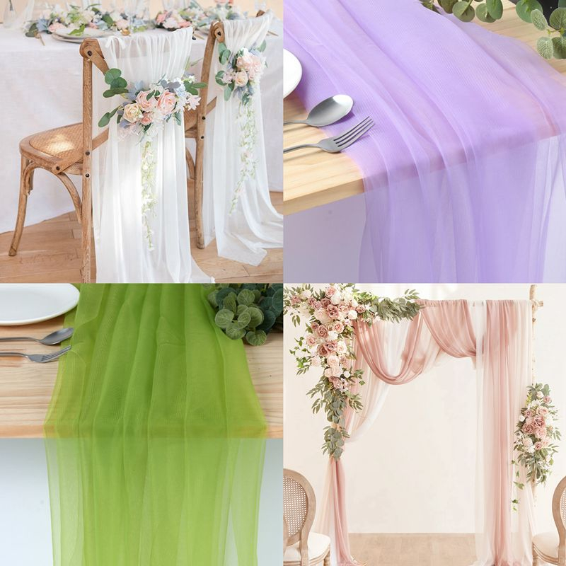 Wedding Tulle Roll Crystal Organza Sheer Wedding Party Decoration Organza Fabric Mariage Yarn Curl Gauze Wedding Table Cover Birthday Party Backdrop Wedding Chair Sashes Decor