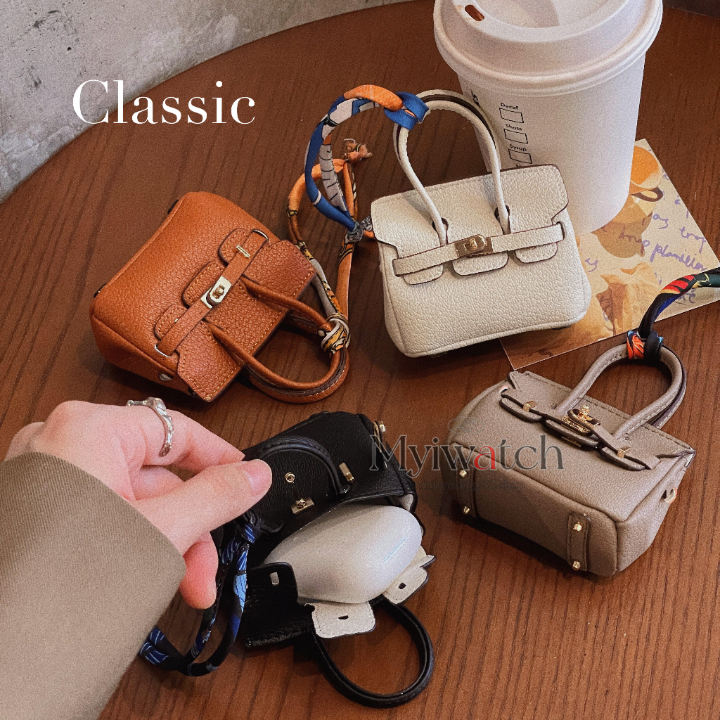 Fashion Mini Leather Case For Apple AirPods 1 2 3 4 Rd Pro 2 Multifunctional Storage Bag Keychain Pendant Wireless Bluetooth Headphone Storage Box