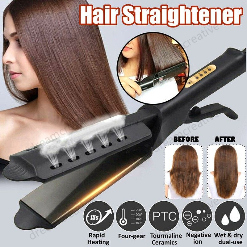 Hot Sale Four-speed Steam Ceramic Salon Hair Straightener Professional Hair Straightener Electric Wet / Dry Straightening Ceramic Flat Iron Hair Styling Tool Tourmaline Professional Hair Iron Straightener