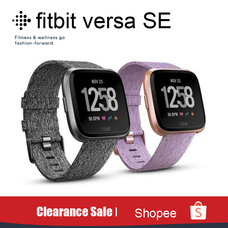 Original Fitbit Versa Special Edition Smartwatch Activity Fitness Tracker Lavender and Charcoal Color Small Large Silicone Woven Bands