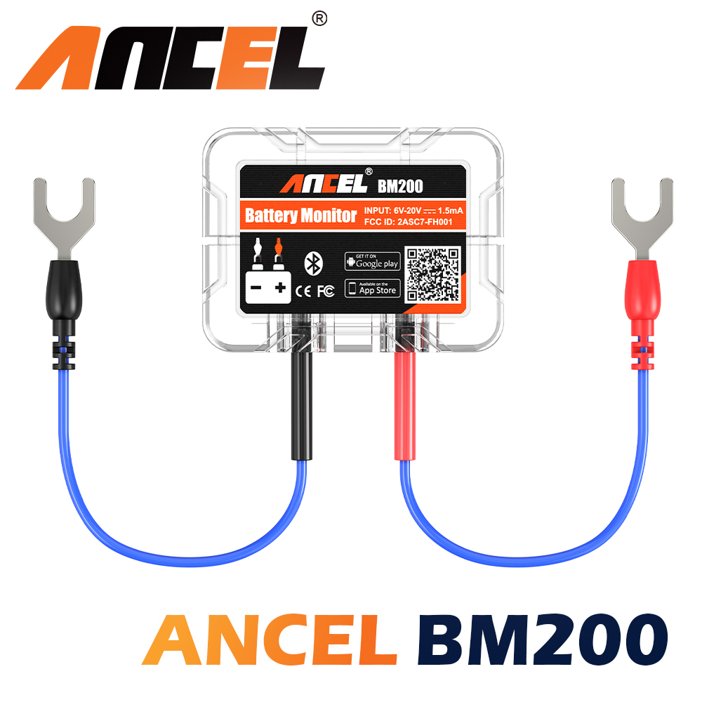 ANCEL BM200 Wireless Bluetooth 4.2 12V Battery Monitor Car Battery Health Monitoring Battery Tester Suitable for Android IOS Applications