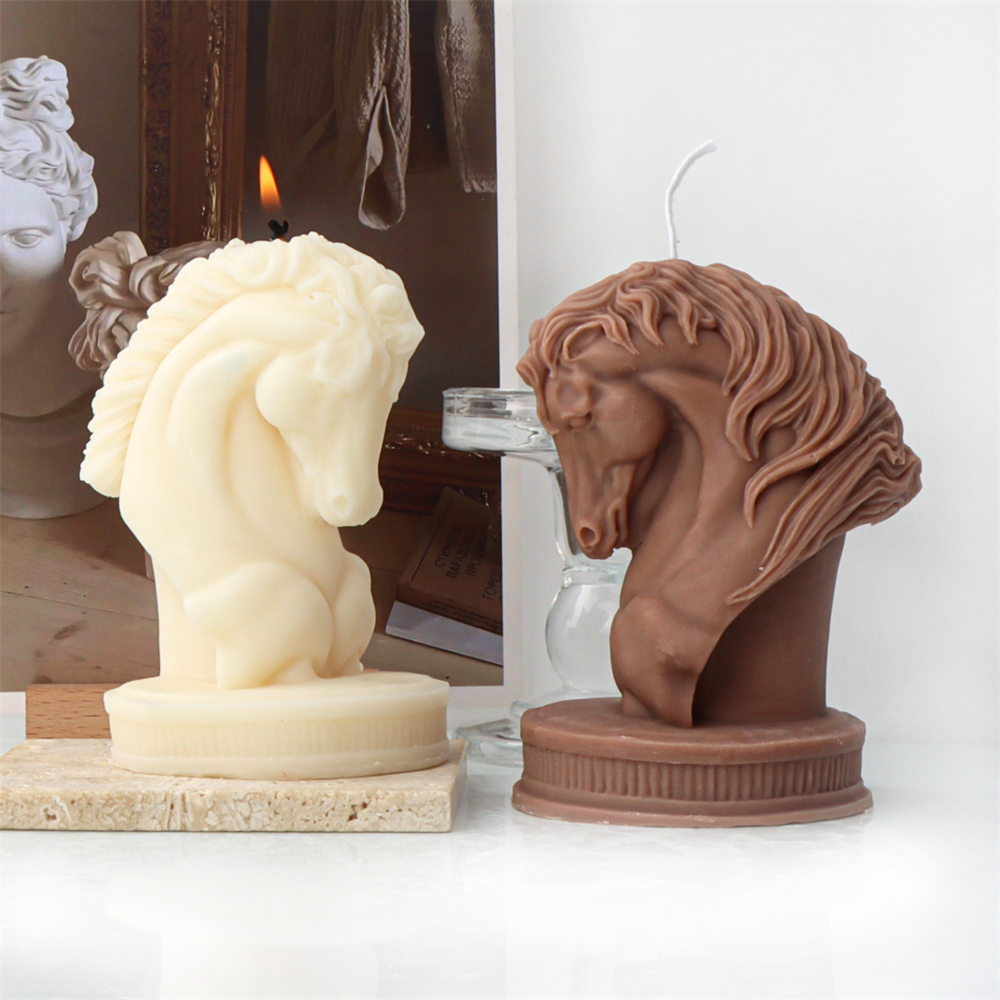 Horse Head Statue Candle Silicone Mold Bust Riding Sculpture Art Figurine Animal Poney Candle Mould