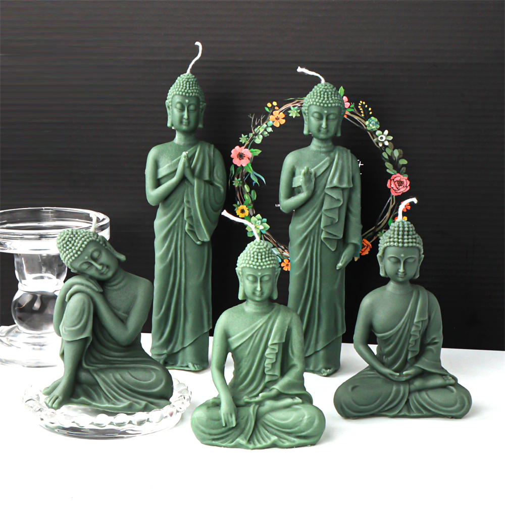 DIY Buddha Candle Silicone Mold 3D Buddha Gypsum Soap Cement Resin Mold Festival Gift Making Church Candle Production Supplies