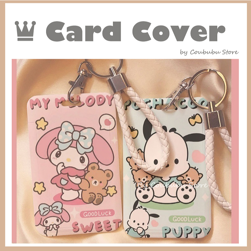 ✿Coububu✿ Japanese Ins Stretchable ID Card Holder Melody Cute Keychain Student Bus Card Cover Cartoon Children Business Bank Card Dumbo the Flying Elephant 帕恰狗