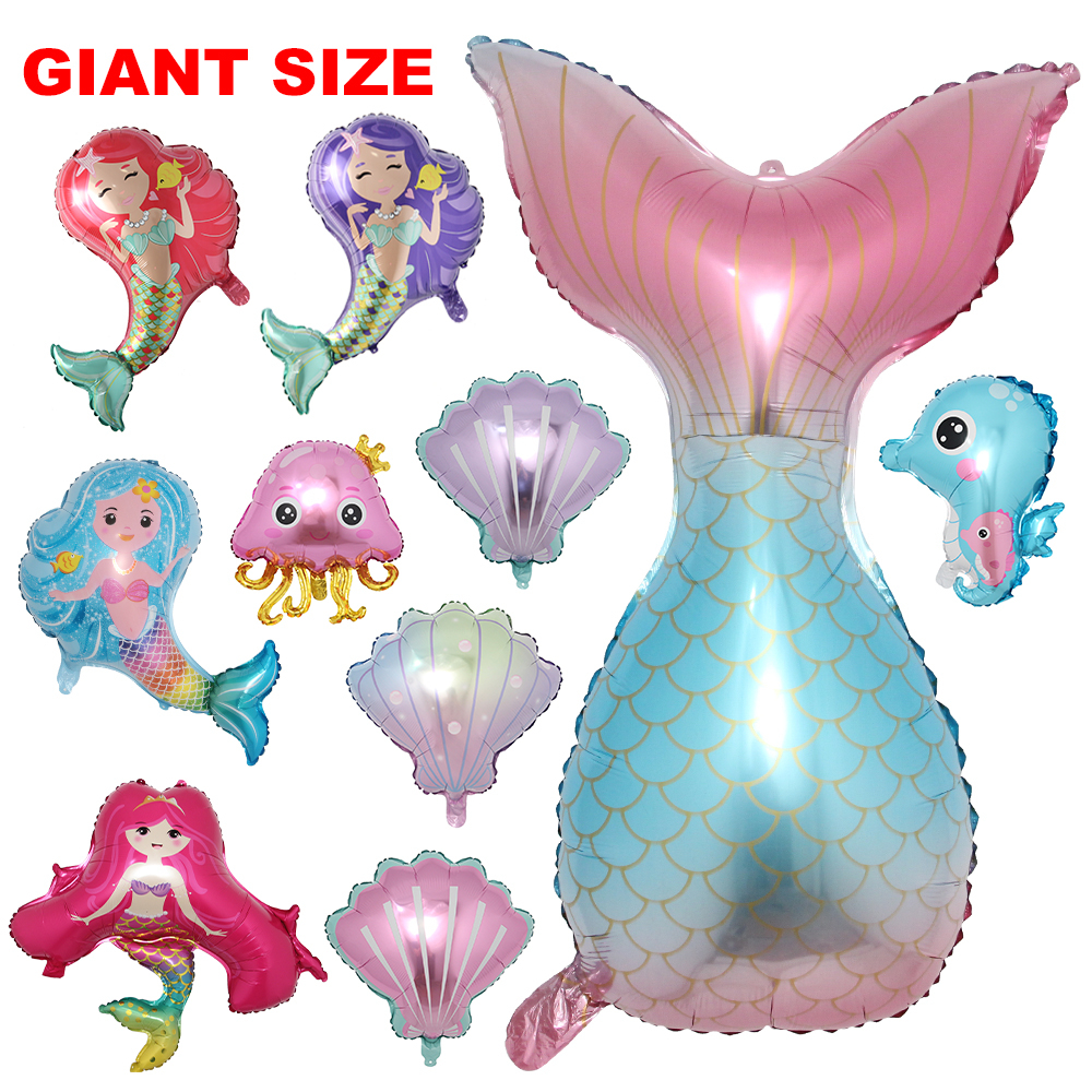 Large Cartoon Mermaid tail shell Styling Balloons Kid's Summer Festive Birthday Party baby shower Decoration Balloon