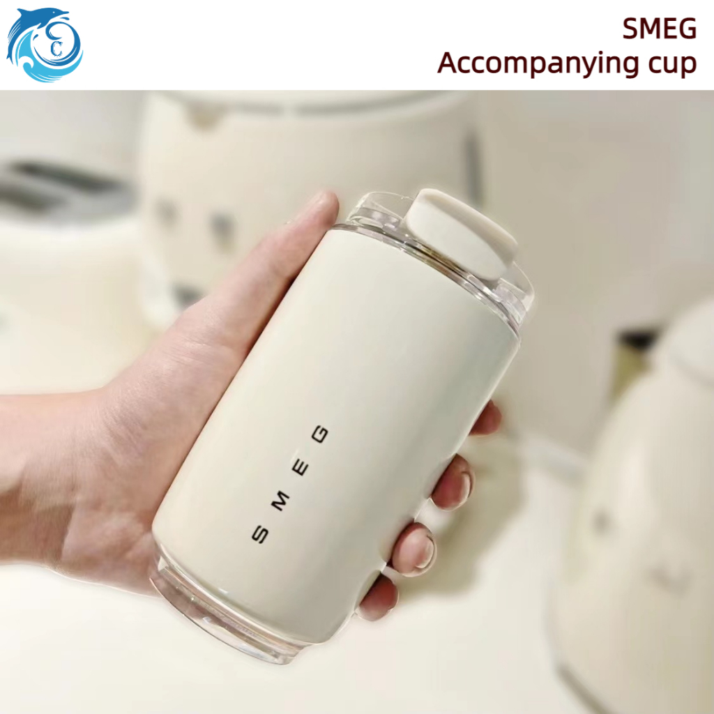 SMEG thermos cup cream milk white portable Cold water cup cold coffee direct drinking Car coffee cup desktop Hot water cup accompanying cup coffee mug vintage ceramic liner Commuter gift 斯麦格 奶白色 便携 保温杯 随行杯 咖啡杯 复古 陶瓷 内胆 礼物