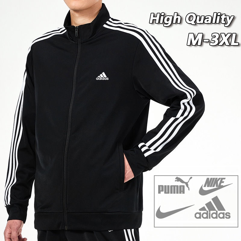 Ready Stock Quality Sweater Three Stripes Good Men Sport Jacket Jaket Slim Fit Windproof White Jaket Lelaki Spring And Autumn Clothing Jaket Slim Fit Slim Fit Cutting Jacket Lelaki