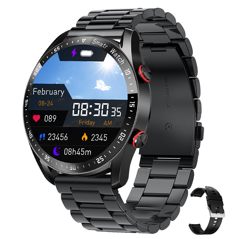 FILIEKEU New smart watch AMOLED screen bluetooth call Business Stainless Steel Strap Bluetooth Call Smart Watch Waterproof I9