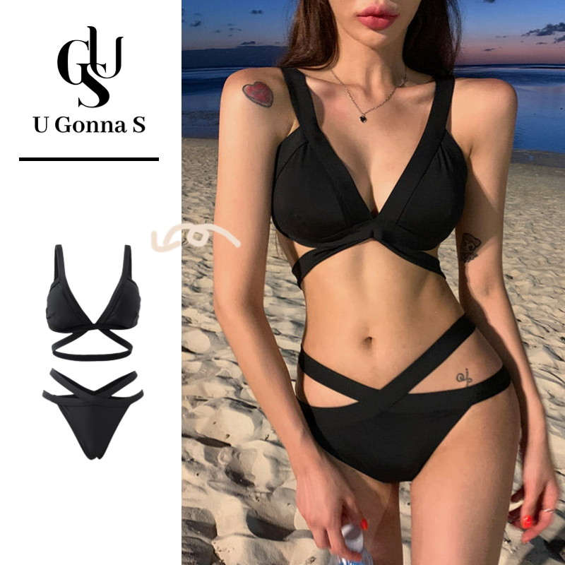 U Gonna S Bikini Swimsuit Woman Bikini Beachwear Sexy Swimwear Sleeveless 2 Piece With Bra Pad Simple Sport Designed Solid Color Elastic Korean Fashion 2023