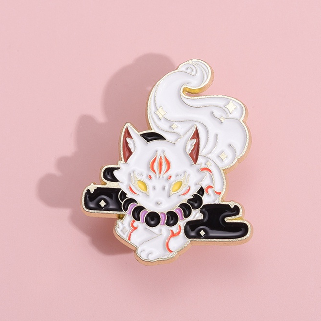 Cute Mythical Animal Inugami Enamel Pin Kawaii Dog Metal Brooch Badges Lapel Pin Cartoon Badge Jewelry Gift