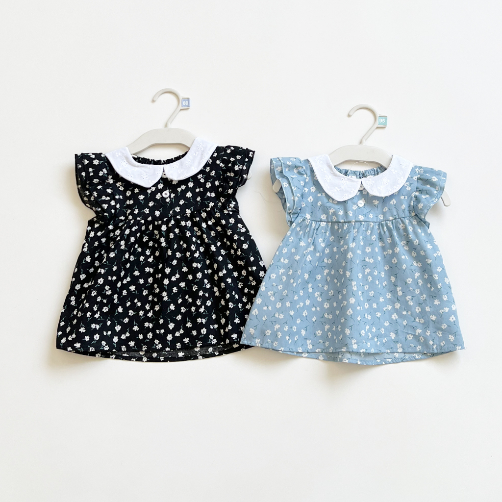 Kids Baby Girls Cotton Dress Summer Clothing Floral Infant Baby Girls Blouse Mini Princess Dress Gift